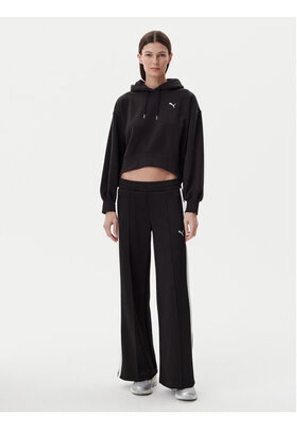 Puma Spodnie dresowe T7 629803 Czarny Wide Leg. Kolor: czarny. Materiał: bawełna