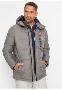 bonprix - Kurtka zimowa pikowana z kapturem. Typ kołnierza: kaptur. Kolor: szary. Sezon: zima #1