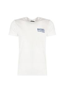 Diesel T-shirt "T-Just" | A13872-0QIAM | Mężczyzna | Biały. Okazja: na co dzień. Kolor: biały. Materiał: bawełna. Wzór: napisy. Styl: casual, elegancki