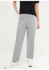 bonprix - Spodnie twillowe z naszywanymi kieszeniami. Kolor: szary #1