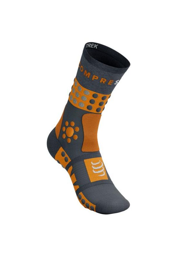 Skarpety trekkingowe Compressport Trekking Socks. Kolor: żółty, wielokolorowy, pomarańczowy, czarny. Sport: turystyka piesza