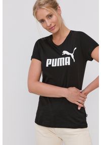 Puma T-shirt bawełniany 586774 kolor czarny. Kolor: czarny. Materiał: bawełna. Wzór: nadruk