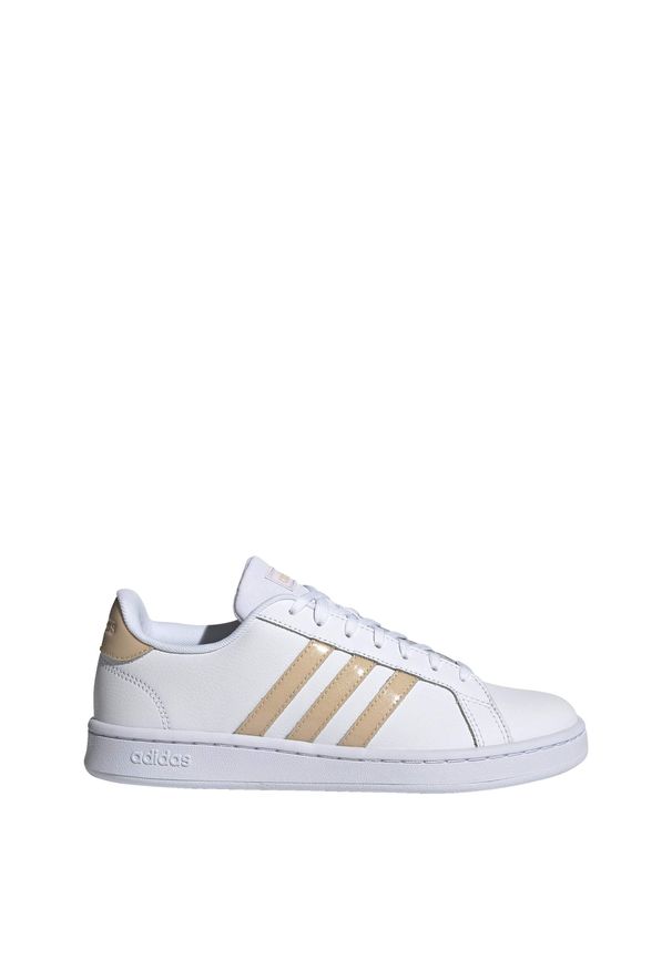 Adidas - Buty adidas Grand Court białe. Kolor: wielokolorowy, biały, różowy. Materiał: skóra. Sezon: lato