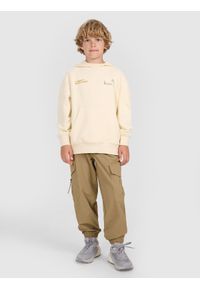 4f - 4F Bluza dresowa nierozpinana z kapturem chłopięca - beżowa 128 (7-8 lat). Okazja: na co dzień, na uczelnię. Typ kołnierza: kaptur. Kolor: beżowy. Materiał: dresówka. Sezon: lato. Styl: elegancki, casual, klasyczny, sportowy #2