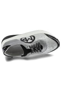 Massimo POLI - Srebrne Sneakersy Massimo Poli Damskie Modne Buty. Kolor: czarny. Materiał: zamsz, materiał, skóra, lakier. Szerokość cholewki: normalna. Obcas: na platformie. Styl: elegancki #4