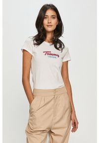 Tommy Jeans - T-shirt. Okazja: na co dzień. Kolor: biały. Materiał: bawełna, dzianina. Wzór: nadruk. Styl: casual #2