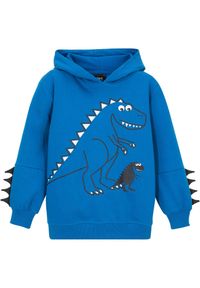 bonprix - Bluza z kapturem z czystej bawełny organicznej. Typ kołnierza: kaptur. Kolor: niebieski. Materiał: bawełna. Wzór: nadruk #1