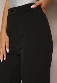 Renee - Czarne Eleganckie Spodnie High Waist o Szerokim Kroju z Wiskozą i Rozcięciami Yurlea. Okazja: na spotkanie biznesowe, do pracy. Stan: podwyższony. Kolor: czarny. Materiał: wiskoza. Styl: elegancki #5