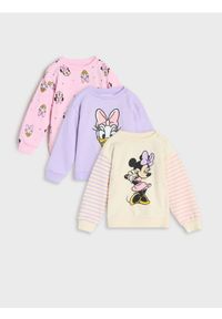 Sinsay - Bluzy 3 pack Myszka Minnie - kremowy. Kolor: kremowy. Wzór: motyw z bajki