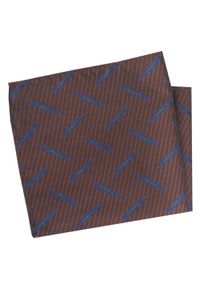 Poszetka Męska, Elegancka - Alties - Brązowa w Geometryczny Wzór. Kolor: brązowy, beżowy, wielokolorowy. Materiał: poliester. Wzór: geometria