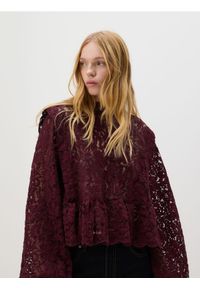 Reserved - Koszula ze strukturalnej tkaniny - bordowy. Kolor: czerwony. Materiał: tkanina