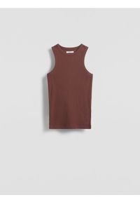 Reserved - Bawełniany top - brązowy. Kolor: brązowy. Materiał: bawełna