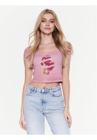 Guess T-Shirt Romance W3RI07 KA0H1 Różowy Slim Fit. Kolor: różowy. Materiał: bawełna #1