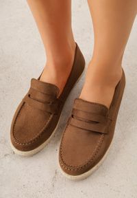 Renee - Brązowe Mokasyny z Plecionką w Stylu Boho Galenatea. Okazja: na co dzień, do pracy. Kolor: brązowy. Materiał: jeans. Wzór: aplikacja. Sezon: lato. Styl: boho #6