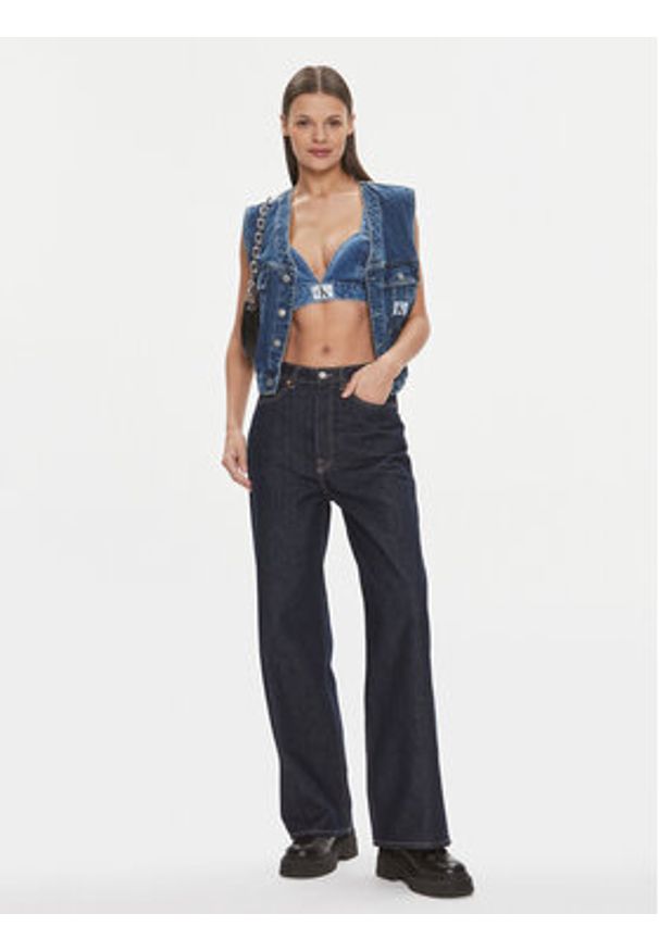 Calvin Klein Jeans Top J20J222475 Niebieski Slim Fit. Kolor: niebieski. Materiał: bawełna
