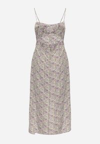 Born2be - Fioletowa Rozkloszowana Sukienka Ozdobiona Geometrycznym Wzorem Taelissa. Okazja: na co dzień. Kolor: fioletowy. Wzór: aplikacja, geometria. Sezon: wiosna, lato. Styl: casual, elegancki #3