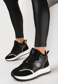 Born2be - Czarne Ocieplane Sneakersy na Platformie z Protektorem Solina. Kolor: czarny. Sezon: zima. Obcas: na platformie #3