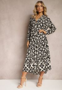 Renee - Czarna Koszulowa Sukienka Ozdobiona Ornamentalnym Printem Crypta. Kolor: czarny. Materiał: tkanina. Wzór: aplikacja, nadruk. Typ sukienki: koszulowe #5