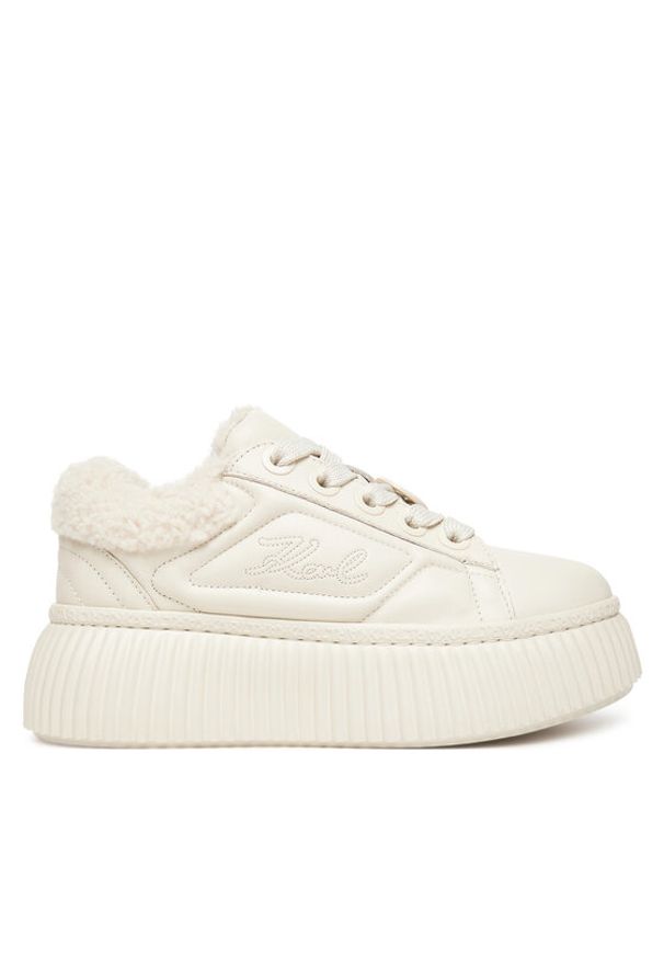 Karl Lagerfeld - KARL LAGERFELD Sneakersy Kreeper Lo KL42312A Écru. Materiał: skóra