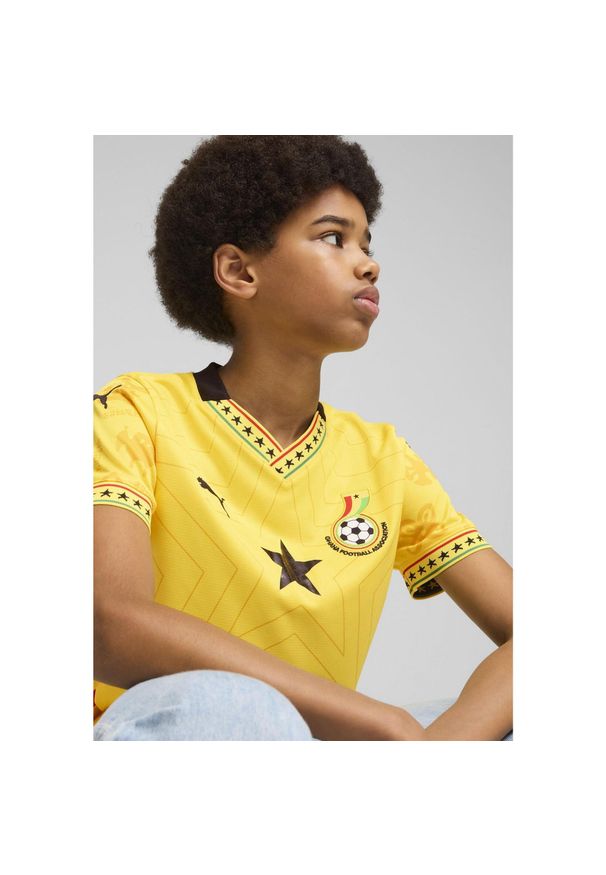Puma - Młodzieżowa koszulka wyjazdowa Ghana 2025 PUMA Pelé Yellow Black. Kolor: żółty. Wzór: aplikacja