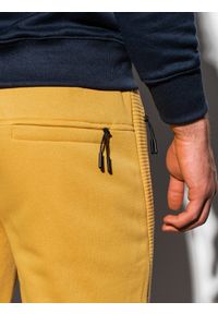 Ombre Clothing - Spodnie męskie dresowe joggery P920 - żółte - XXL. Kolor: żółty. Materiał: dresówka