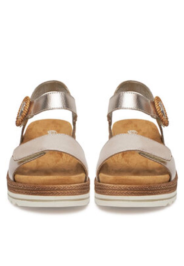 Remonte Sandały D0Q52-31 Złoty. Kolor: złoty. Materiał: skóra