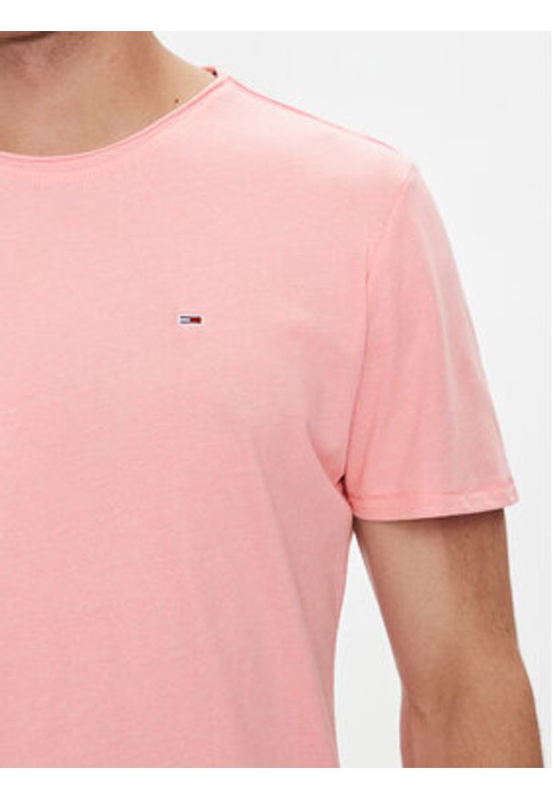Tommy Jeans T-Shirt Jaspe DM0DM09586 Różowy Slim Fit. Kolor: różowy. Materiał: bawełna, syntetyk