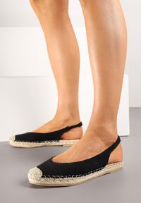 Born2be - Czarne Sandały Espadryle z Plecionką z Odkrytą Piętą Nelazina. Okazja: na co dzień. Nosek buta: otwarty. Kolor: czarny. Materiał: materiał. Sezon: lato. Styl: elegancki, casual