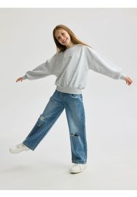 Reserved - Jeansy wide leg z przetarciami - niebieski. Kolor: niebieski
