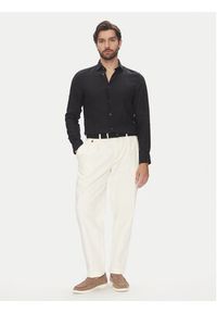 Marc O'Polo Koszula 524 7428 42460 Czarny Shaped Fit. Typ kołnierza: polo. Kolor: czarny. Materiał: len #3