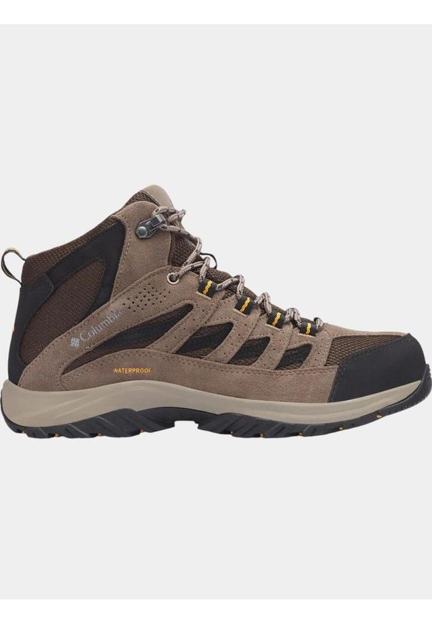 columbia - Buty Turystyczne Niskie Męskie Columbia Crestwood Mid WP. Kolor: brązowy. Sport: turystyka piesza