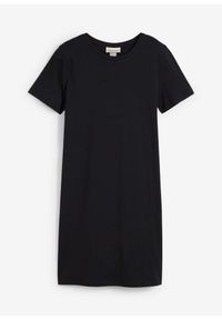 bonprix - Sukienka z dżerseju z czystej bawełny. Kolor: czarny. Materiał: jersey, bawełna. Wzór: gładki #1