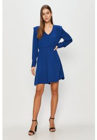 Vero Moda - Sukienka. Kolor: niebieski. Długość rękawa: długi rękaw. Typ sukienki: rozkloszowane #3