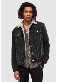 AllSaints kurtka jeansowa męska kolor czarny przejściowa. Okazja: na co dzień. Kolor: czarny. Materiał: jeans. Styl: casual