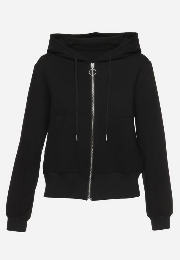 Born2be - Czarna Bluza z Kapturem Zapinana na Zamek Błyskawiczny Etarvia. Typ kołnierza: kaptur. Kolor: czarny. Sezon: lato, wiosna. Styl: klasyczny