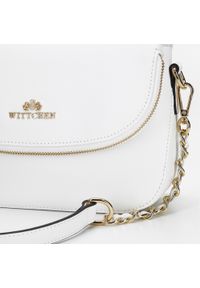 Wittchen - Damska listonoszka skórzana z kieszenią w klapie mała. Kolor: biały. Wzór: paski, aplikacja. Materiał: skórzane. Styl: klasyczny, casual, elegancki #4