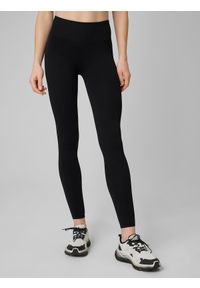 4f - 4F Legginsy treningowe bezszwowe damskie - czarne M/L. Stan: podwyższony. Kolor: czarny. Materiał: skóra. Długość: długie. Sport: fitness #2