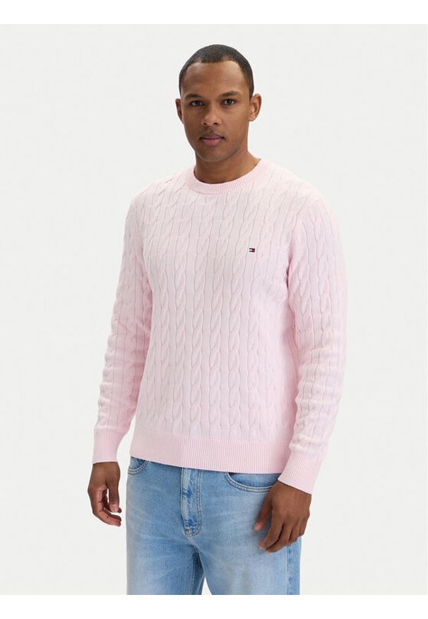 TOMMY HILFIGER - Tommy Hilfiger Sweter MW0MW33132 Różowy Regular Fit. Kolor: różowy. Materiał: bawełna