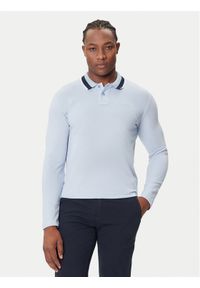 BOSS Polo Peoxfordlong_1 50544845 Błękitny Regular Fit. Typ kołnierza: polo. Kolor: niebieski. Materiał: bawełna