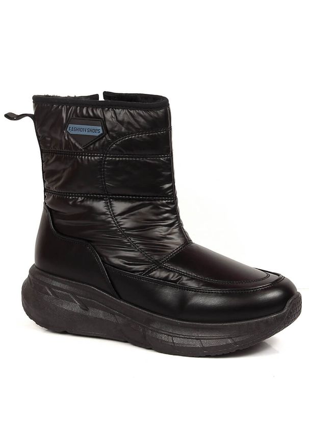 Śniegowce damskie sportowe na suwak ocieplane czarne Filippo DBT4234. Kolor: czarny. Materiał: skóra ekologiczna. Styl: sportowy