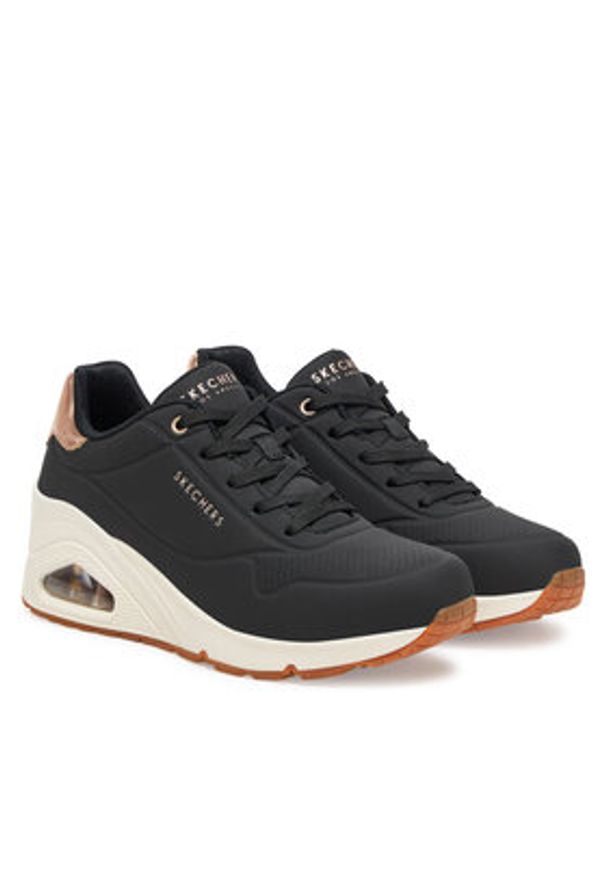 skechers - Skechers Sneakersy UNO Wedge - Hi Steps (177520-BBK) 177520/BLK Czarny. Kolor: czarny. Materiał: skóra