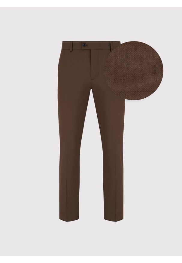 Pako Lorente - PAKO LORENTE – Brązowe spodnie ganiturowe. Kolor: brązowy. Materiał: wiskoza, elastan, poliester. Wzór: gładki. Styl: młodzieżowy, elegancki