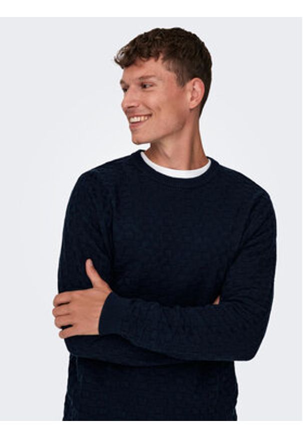 Only & Sons Sweter 22026559 Granatowy Regular Fit. Kolor: niebieski. Materiał: syntetyk