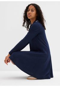 bonprix - Rozkloszowana sukienka T-shirtowa z czystej bawełny organicznej. Kolor: niebieski. Materiał: bawełna. Długość rękawa: długi rękaw #2