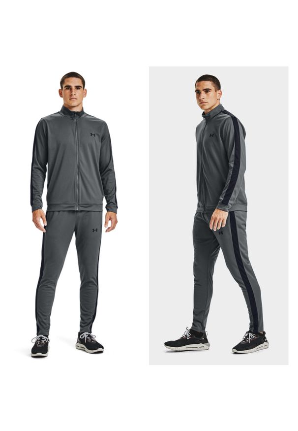 Under Armour - Dres sportowy męski UNDER ARMOUR Knit Track Suit bluza + spodnie. Kolor: szary. Materiał: dresówka