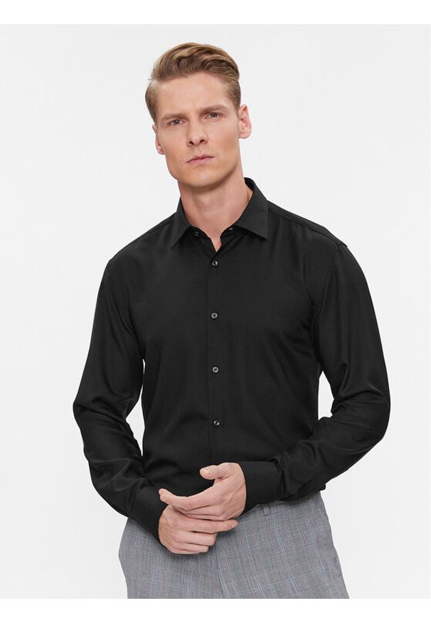 Hugo Koszula Kenno 50500998 Czarny Slim Fit. Kolor: czarny. Materiał: lyocell