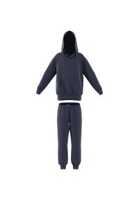 Adidas - Dziecięcy polarowy dres z kapturem adidas. Okazja: na uczelnię. Kolor: niebieski. Materiał: dresówka, polar