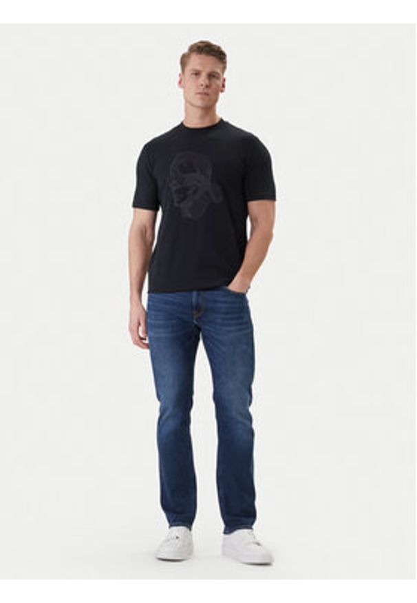 Karl Lagerfeld - KARL LAGERFELD T-Shirt 755036 562221 Granatowy Loose Fit. Typ kołnierza: dekolt w karo. Kolor: niebieski. Materiał: bawełna
