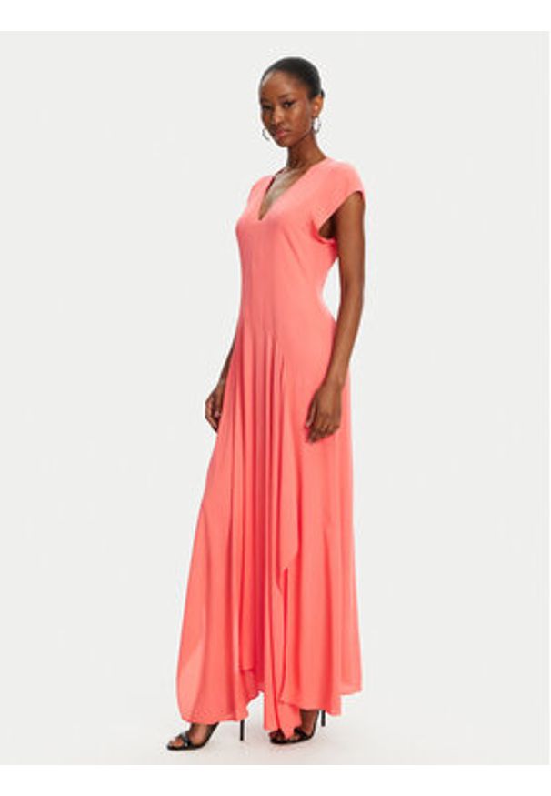 Patrizia Pepe Sukienka koktajlowa 2A2936 A8I1 R854 Koralowy Regular Fit. Kolor: pomarańczowy. Materiał: wiskoza. Styl: wizytowy