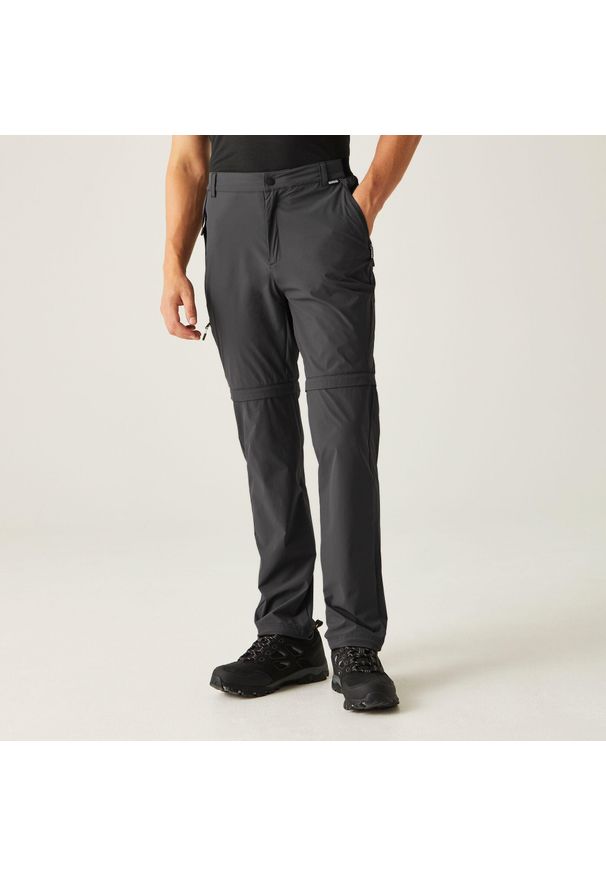 Regatta - Męskie spodnie podróżne Light Zip Off Packaway. Kolor: szary. Sport: turystyka piesza